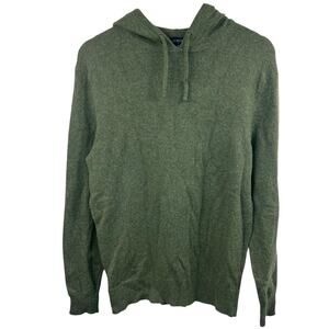 J Crew Olive Green Sweater Hoodie Size M Lambswool blend